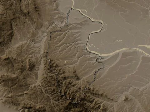 Vidin, Bulgaria. Elevation map colored in sepia tones with lakes and rivers Stock Illustration