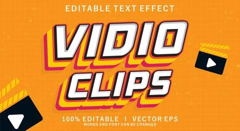 Vidio clips vector text effect with modern style design Stock Illustration