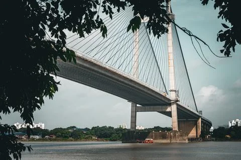 Vidyasagar Setu, also known as Second Hooghly Bridge, spans the Hooghly Riv.. Stock Photos
