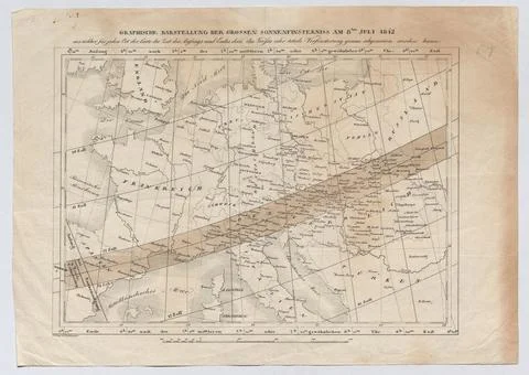 Vienna 19-20th  ct., "Graphical representation of the great solar eclipse on Stock Photos