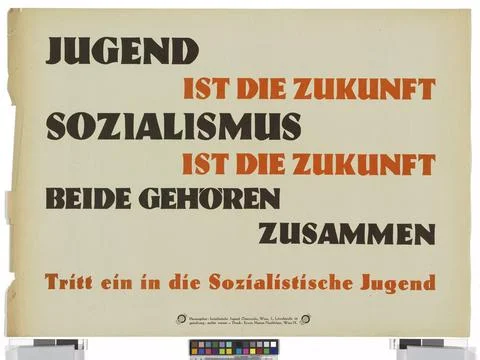 Vienna 19-20th  ct., Scripture "Youth / Is the Future / Socialism / Is the 스톡 사진