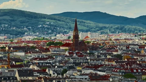 Vienna aerial view in Austria. One of the most famous capital cities of Europe 库存影片 343326032