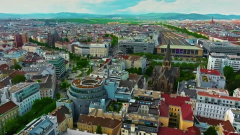 Vienna aerial view in Austria. One of the most famous capital cities of Europe 库存影片 343483507