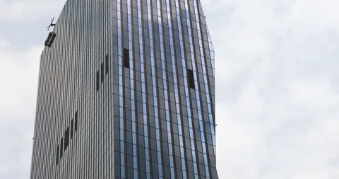 VIENNA, AUSTRIA: Close up view of the DC Towers skyscrapers Stock Footage 134123436