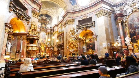 Vienna, Austria, inside Saint Peter catholic church Stock Footage 111015143