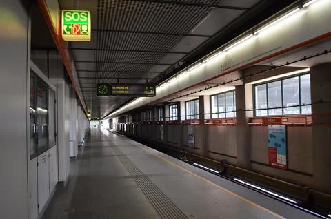 VIENNA, AUSTRIA - JUNE 17, 2018: View of overground subway station with digit Stock Photos