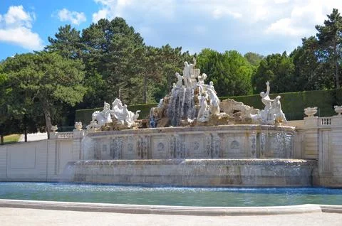VIENNA, AUSTRIA - JUNE 19, 2018: Neptune fountain in Schonbrunn Palace park Stock Photos