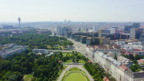 Vienna, Austria. Panoramic view with modern houses, Aerial View Stock Footage 123957225