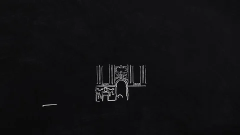 Vienna Austria self-drawing lines on the blackboard Stock Footage 109202858