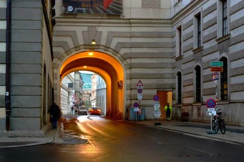 Vienna Austria Sept 26 2023 Reitschulgasse Street Early Morning Foto stock