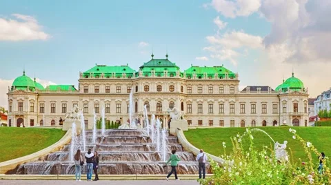VIENNA, AUSTRIA-SEPTEMBER 10, 2015:Upper Belvedere. Main palace complex Belve Stock Footage 56700163