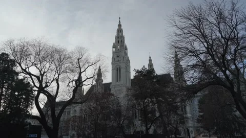 Vienna City Hall during Winter. Exterior view of Vienna City Hall in Austria Stock Footage 231225577
