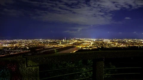 Vienna city view at night – time lapse – tracking shot Stock Footage 76973884