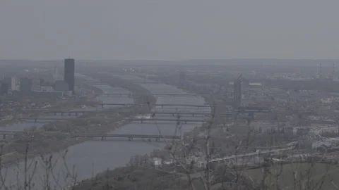 Vienna danube skyline 3 Stock-Footage 153544448