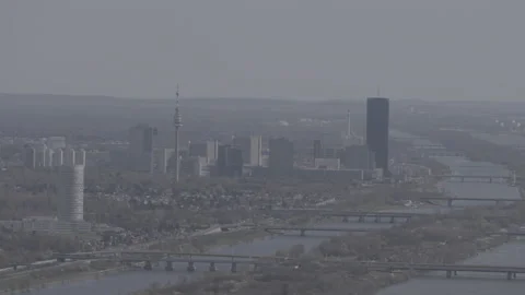 Vienna danube skyline 4 Stock-Footage 153544925