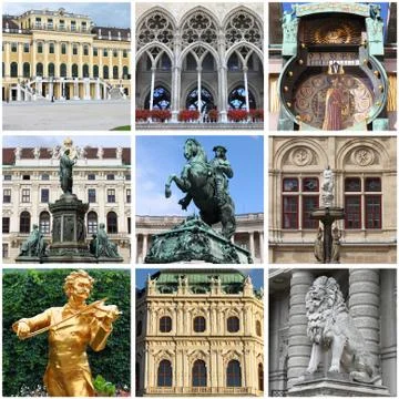 Vienna landmarks collage Stock Photos