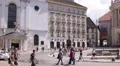 Vienna Michael Square Famous Retro Busy Street People Walking Tourists Visiting HD Footage
