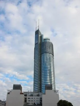 Vienna Millenium Tower Landmark in Daylight Partly Clouded Stock Photos