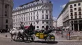 Vienna Old Town Michaelerplatz Sightseeing Horse Carriage Cobblestone Street Day HD Footage