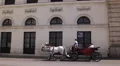 Vienna Old Town Sightseeing Tourist Horse Carriage Coach Fiacre Passing Landmark HD Footage