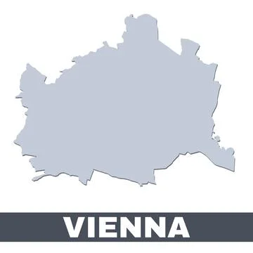 Vienna outline map. Vector map of Vienna city area borders with shadow 스톡 일러스트