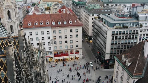 Vienna panoramic view of crowd of people on square in Vienna Stock Footage 94143253