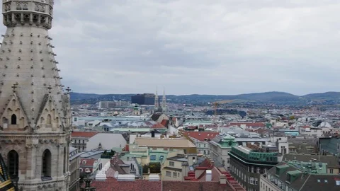 Vienna panoramic view from Stephan cathedral tower Stock Footage 94143257