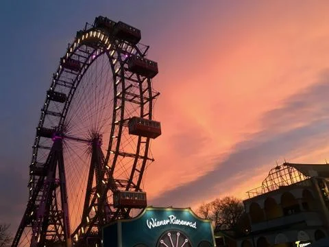 Vienna Pratter in sunset Stock Photos