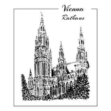Vienna Rathaus.  Illustrazione stock
