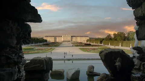 Vienna Schoenbrunn castle – wide - SKY Stock Footage