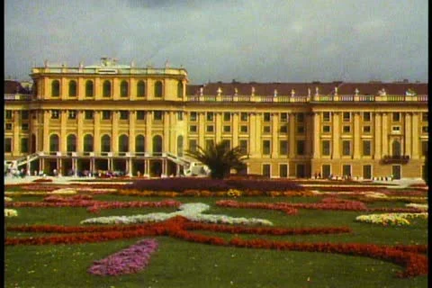 Vienna, Schonbrunn, Austria's Versailles, wide shot, pan left Stock Footage