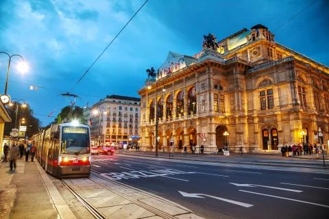 Vienna state opera at night Stock Photos