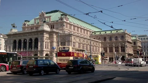 Vienna State Opera - wide angle shot - Staatsoper Wien Totale Stock Footage 74375325