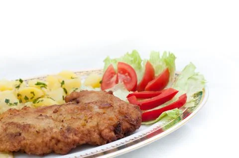 Vienna steak with vegetables Stock Photos