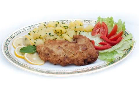 Vienna steak with vegetables Stock Photos