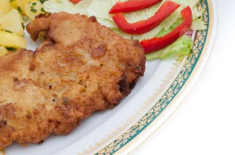 Vienna steak with vegetables Stock Photos