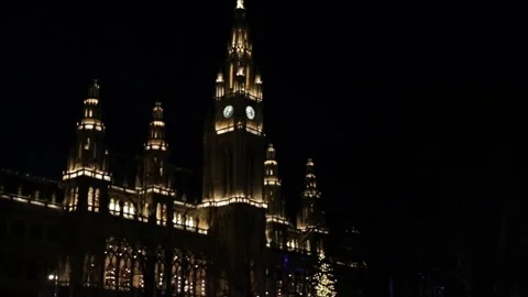 Vienna Stephandsdom by night with lights 動画素材 143430223