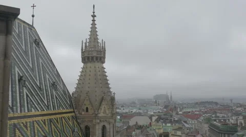 Vienna Stephen's cathedral rooftop Stock Footage 45410844