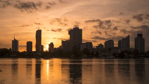 Vienna sunset skyline Video stock 219528559