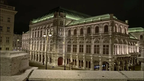 Vienna Time Lapse, Opera, night, tracking shot Stock Footage 75598155