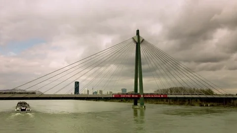 Vienna U2 bridge cloudy day - Hyperlapse Vídeo Stock 74413530