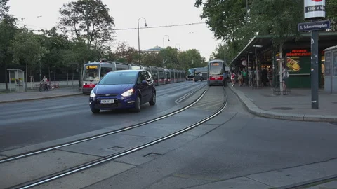 Vienna's Ringstrasse boulevard with trams Stock Footage 303819971