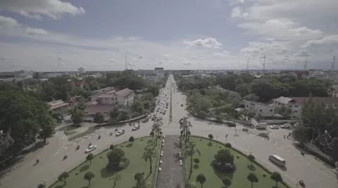 Vientiane Aerial View from Patuxai Monument Stock Footage