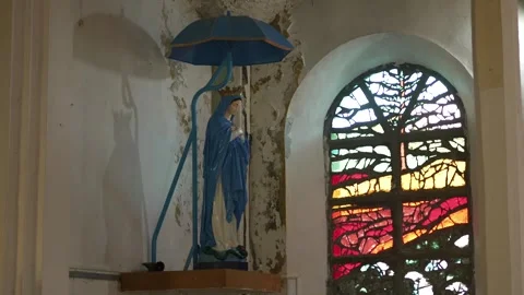 The "Vierge au Parasol" Statue Inside the Miraculous Notre-Dame-des-Laves 動画素材 324837917