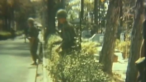 VIETCONG ATTACKS DURING TET SAIGON, SOUTH VIETNAM converted 042 Stock Footage 237864557