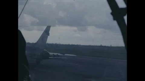 Vietnam 1970s: Vertical stabilizer and tail section of a large jet aircraft Stock Footage 344145998