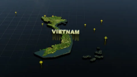 Vietnam 3D Map With Animation Video stock 311536721