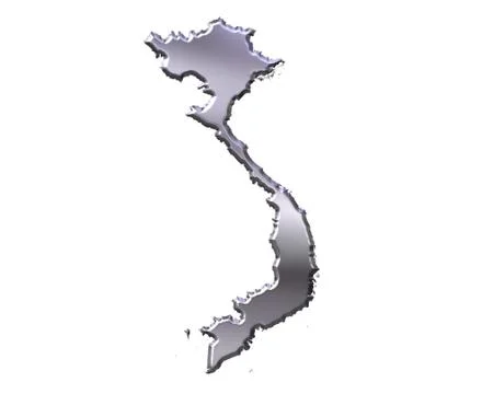 Vietnam 3D Silver Map Stock Illustration