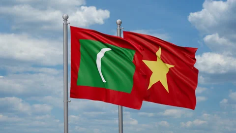 Vietnam and Maldives two flags Stock Footage 272314213