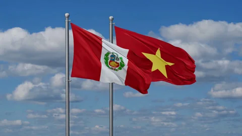 Vietnam and Peru two flags Stock Footage 281233095